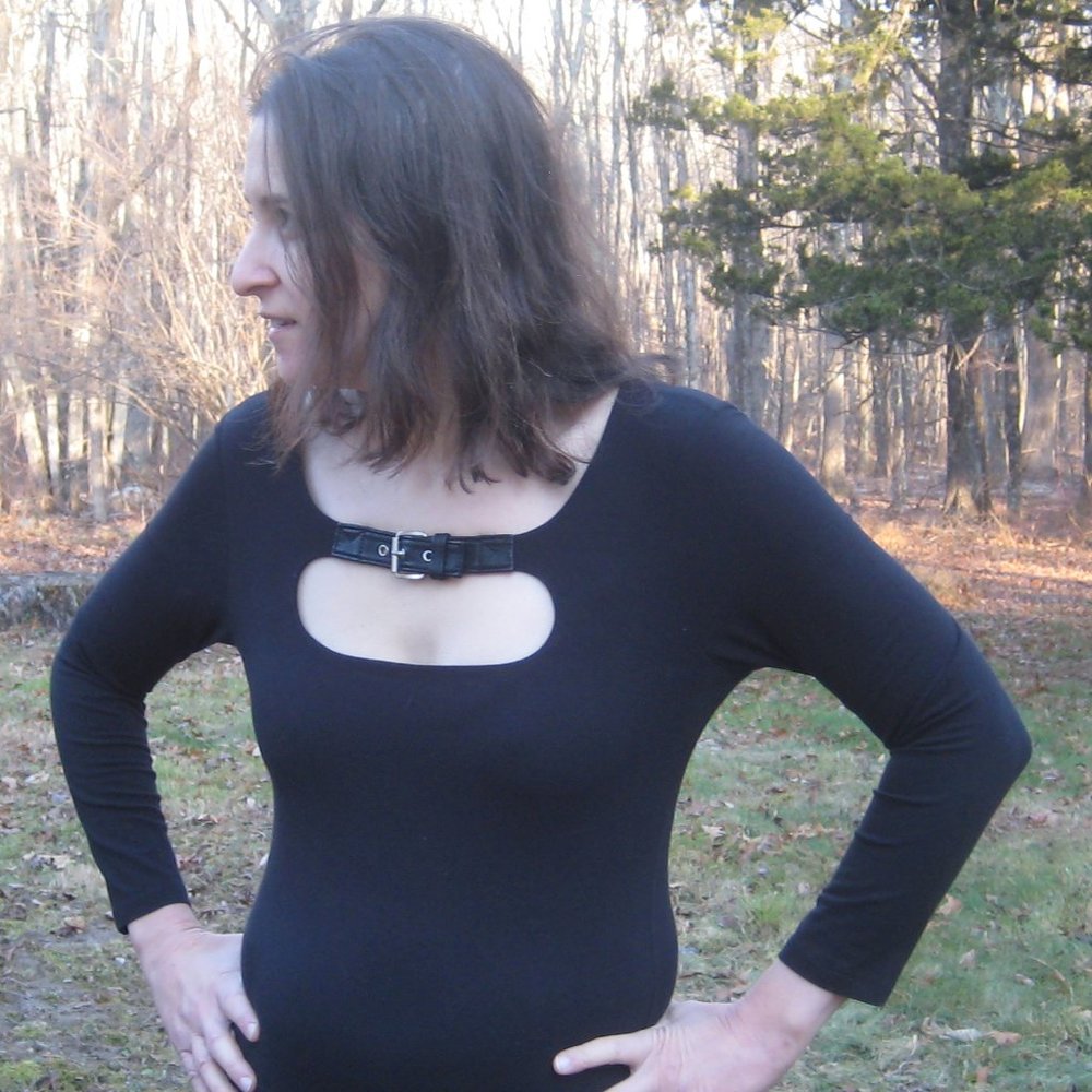 Michael Kors longsleeve - Leather Strap and cutout - sz small, black